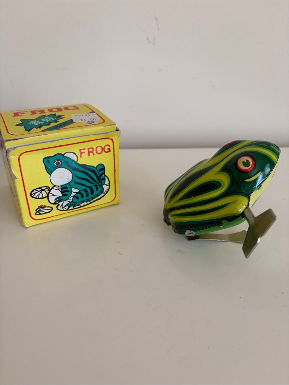 Vintage Wind-Up Metal Hopping Frog Toy